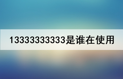 13333333333是谁在使用? 曾是中国第一个10连号码?